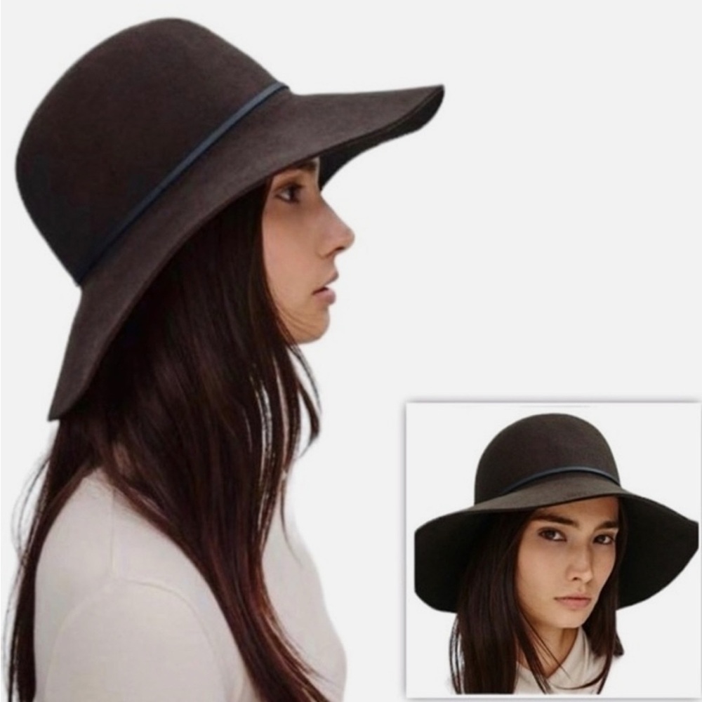 Aritzia Talulah Elegant Felt Black Wide-Brim Hat